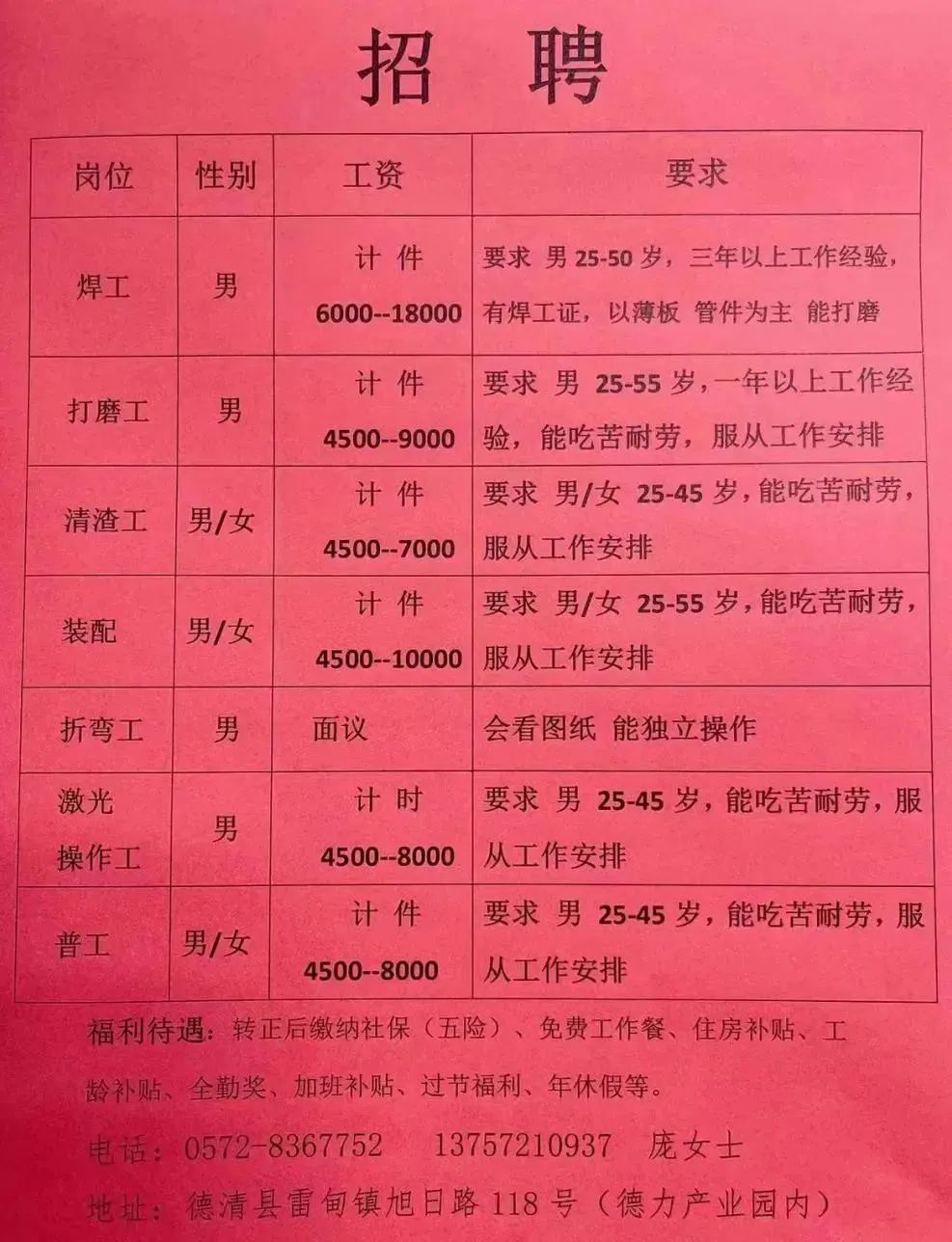 平潮通州区最新招聘信息汇总