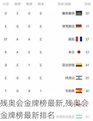 残奥会最新奖牌榜排名详解，关注与学习残奥赛事的指南